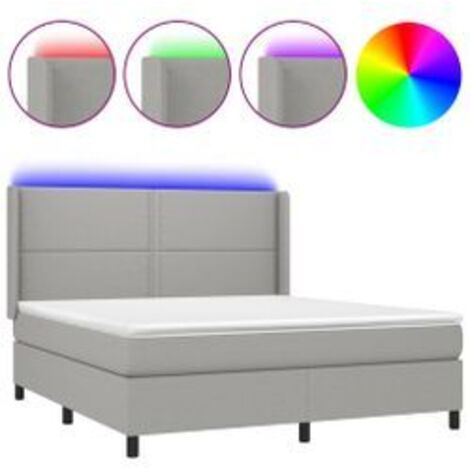 Sommier à lattes de lit matelas LED Gris clair 180x200 Tissu (1/5)