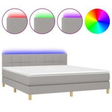 Sommier à lattes de lit matelas LED Gris clair 160x200 Tissu (1/5)