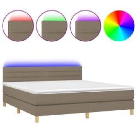 Sommier à lattes de lit avec matelas LED Taupe 160x200 Tissu (1/5)