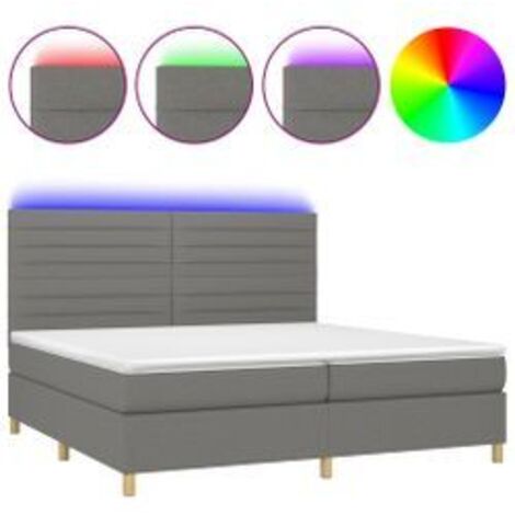 Sommier à lattes de lit et matelas et LED Gris foncé 200x200 (1/5)