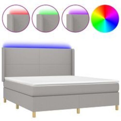 Sommier à lattes de lit matelas LED Gris clair 180x200 Tissu (1/5)