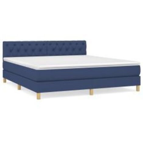 Sommier à lattes de lit avec matelas Bleu 160x200 Tissu (1/5)