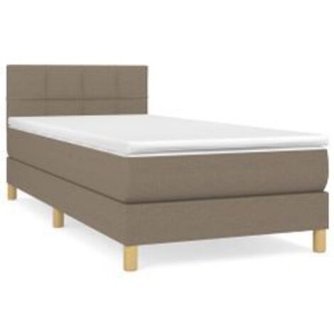 Sommier à lattes de lit avec matelas Taupe 90x200 Tissu (1/5)