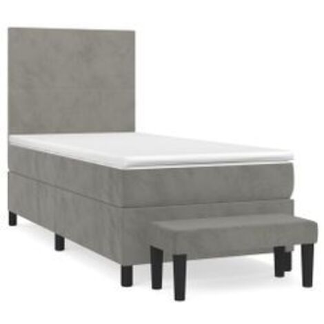 Sommier à lattes de lit et matelas Gris clair 90x200 Velours (1/5)