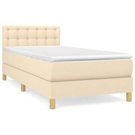Sommier à lattes de lit et matelas Crème 90x190 Tissu (1/5)