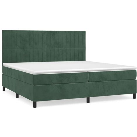 Sommier à lattes de lit et matelas Vert foncé 200x200 Velours (1/5)