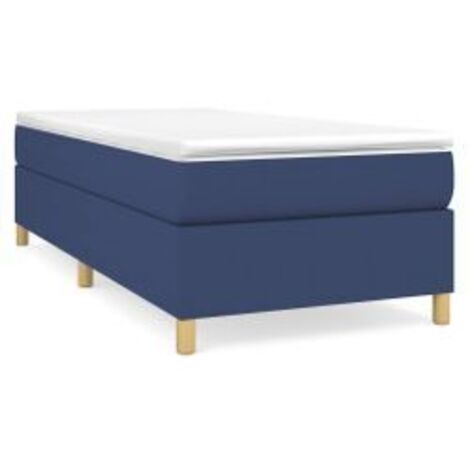 Sommier à lattes de lit avec matelas Bleu 90x200 Tissu (1/5)