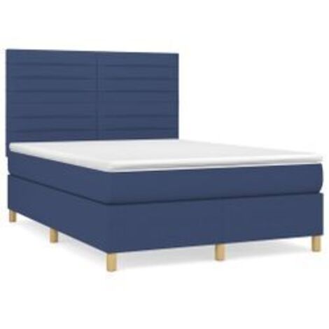 Sommier à lattes de lit avec matelas Bleu 140x200 Tissu (1/5)