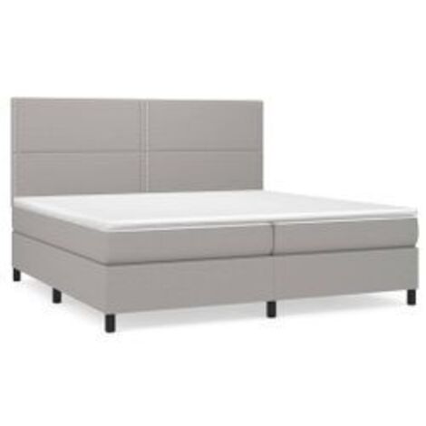 Sommier à lattes de lit avec matelas Gris clair 200x200 Tissu (1/5)