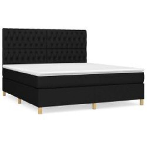 Sommier à lattes de lit avec matelas Noir 180x200 Tissu (1/5)