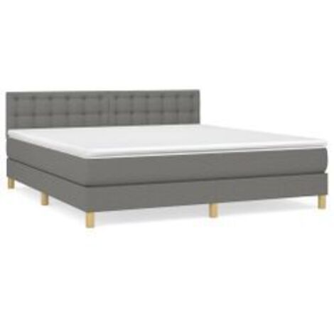 Sommier à lattes de lit avec matelas Gris foncé 160x200 Tissu (1/5)