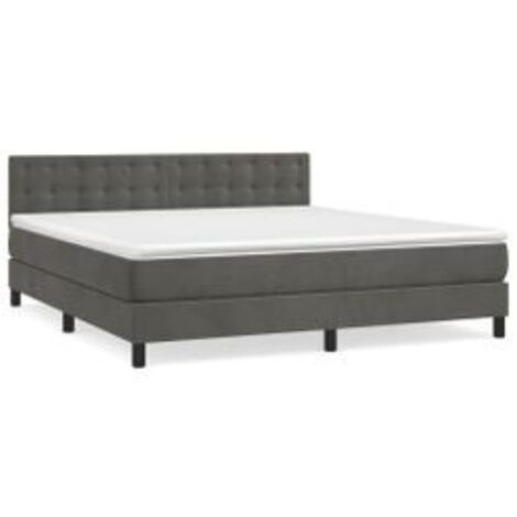 Sommier à lattes de lit et matelas Gris foncé 160x200 Velours (1/5)