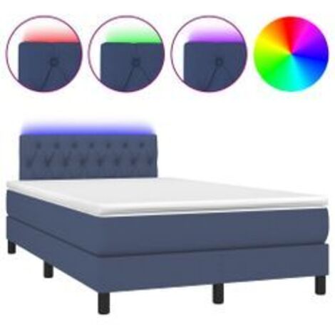 Sommier à lattes de lit avec matelas LED Bleu 120x200 Tissu (1/5)