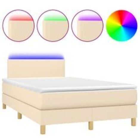 Sommier à lattes de lit avec matelas LED Crème 120x200 Tissu (1/5)