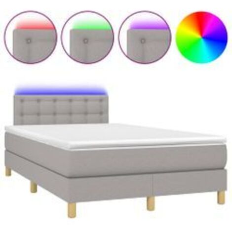 Sommier à lattes de lit matelas LED Gris clair 120x200 Tissu (1/5)