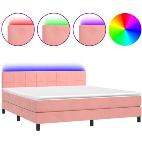 Sommier à lattes de lit avec matelas et LED Rose 180x200 (1/5)
