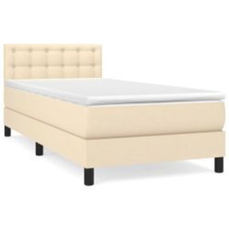 Sommier à lattes de lit et matelas Crème 90x190 Tissu (1/5)