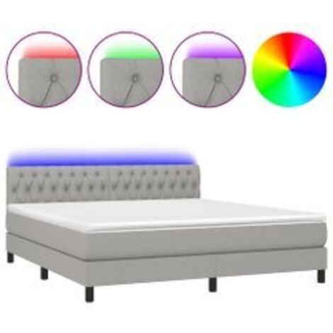 Sommier à lattes de lit matelas LED Gris clair 160x200 Tissu (1/5)