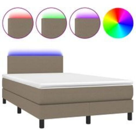 Sommier à lattes de lit avec matelas LED Taupe 120x200 Tissu (1/5)