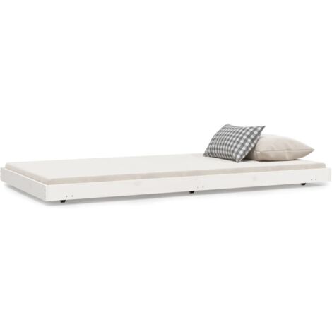Cadre de lit blanc 100x200 bois de pin massif (1/5)