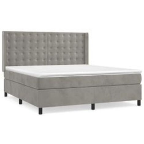 Sommier à lattes de lit et matelas Gris clair 180x200 Velours (1/5)