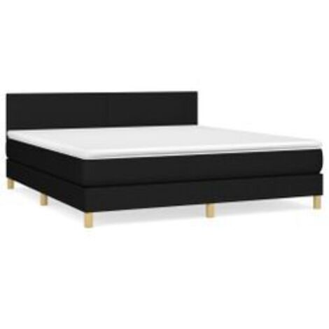 Sommier à lattes de lit avec matelas Noir 180x200 Tissu (1/5)