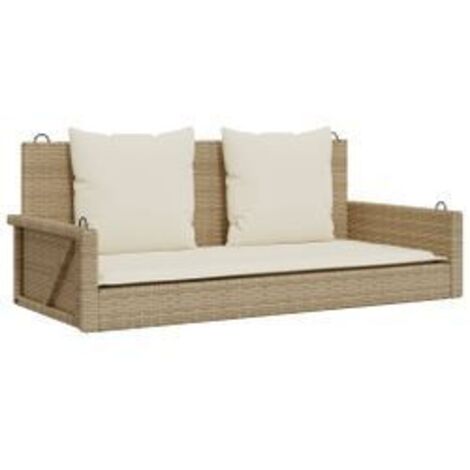 Balancelle avec coussins beige 119x56x48 résine tressée (1/5)