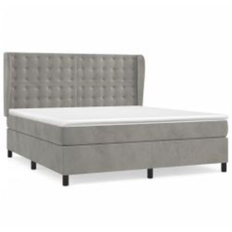 Sommier à lattes de lit et matelas Gris clair 180x200 Velours (1/5)