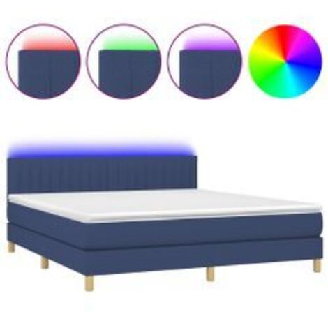 Sommier à lattes de lit avec matelas LED Bleu 160x200 Tissu (1/5)