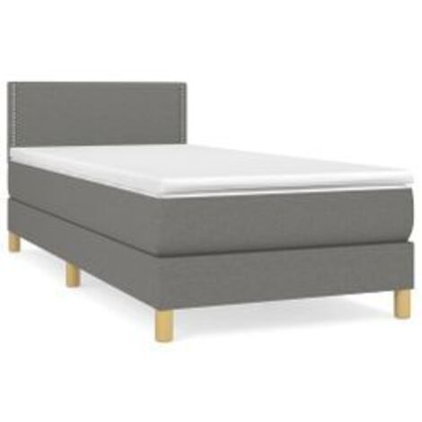 Sommier à lattes de lit avec matelas Gris foncé 100x200 Tissu (1/5)