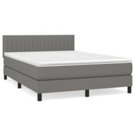 Sommier à lattes de lit avec matelas Gris foncé 140x200 Tissu (1/5)