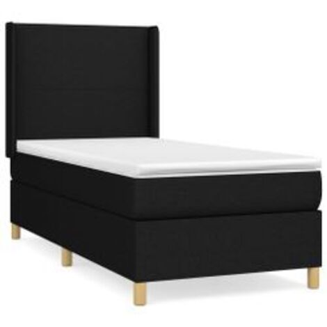 Sommier à lattes de lit avec matelas Noir 90x200 Tissu (1/5)