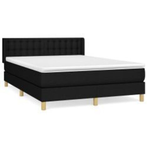 Sommier à lattes de lit avec matelas Noir 140x200 Tissu (1/5)