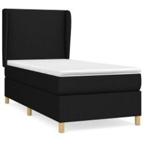 Sommier à lattes de lit avec matelas Noir 90x190 Tissu (1/5)