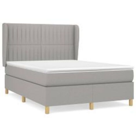 Sommier à lattes de lit avec matelas Gris clair 140x190 Tissu (1/5)
