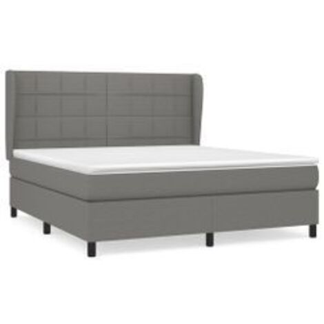 Sommier à lattes de lit avec matelas Gris foncé 180x200 Tissu (1/5)