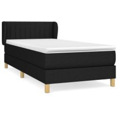 Sommier à lattes de lit avec matelas Noir 90x200 Tissu (1/5)