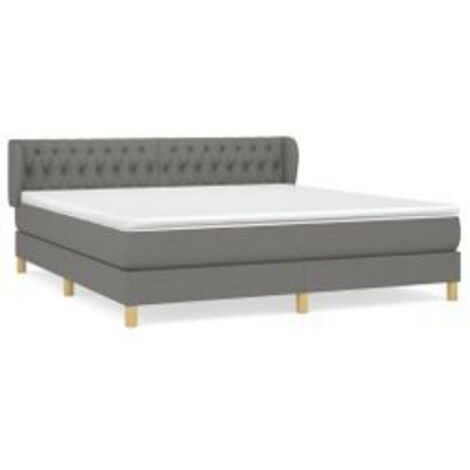 Sommier à lattes de lit avec matelas Gris foncé 180x200 Tissu (1/5)
