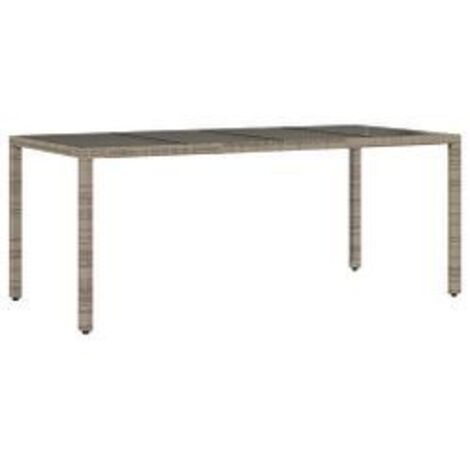Table de jardin dessus en verre Gris 190x90x75 Résine tressée (1/5)