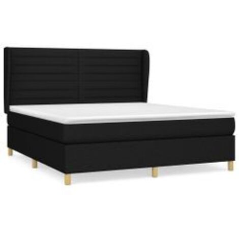 Sommier à lattes de lit avec matelas Noir 180x200 Tissu (1/5)