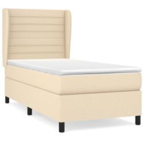 Sommier à lattes de lit et matelas Crème 90x190 Tissu (1/5)