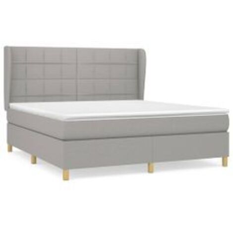 Sommier à lattes de lit avec matelas Gris clair 180x200 Tissu (1/5)