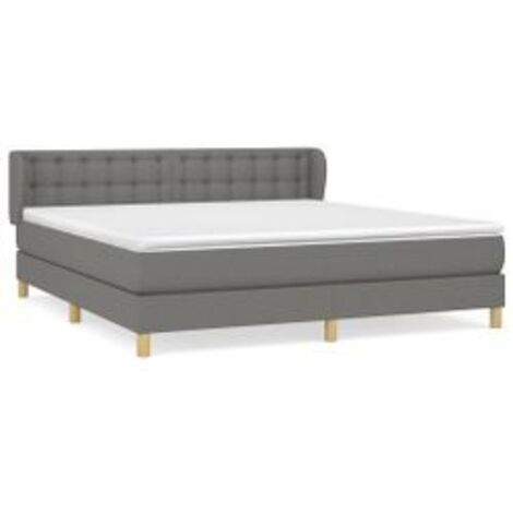 Sommier à lattes de lit avec matelas Gris foncé 160x200 Tissu (1/5)