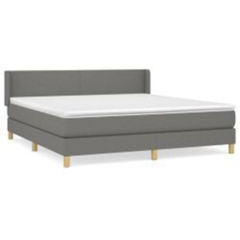 Sommier à lattes de lit avec matelas Gris foncé 180x200 Tissu (1/5)