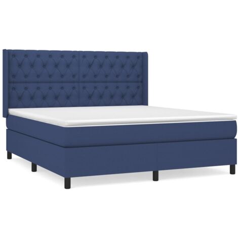 Sommier à lattes de lit avec matelas Bleu 160x200 Tissu (1/5)