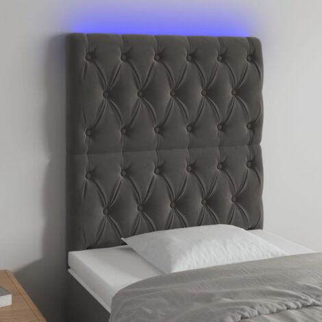 Tête de lit à LED Gris foncé 80x7x118-128 Velours (1/5)