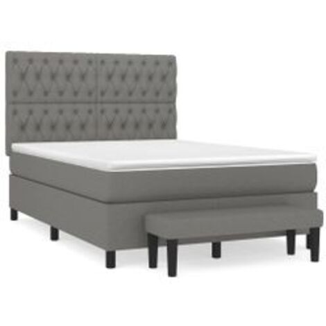 Sommier à lattes de lit avec matelas Gris foncé 140x200 Tissu (1/5)