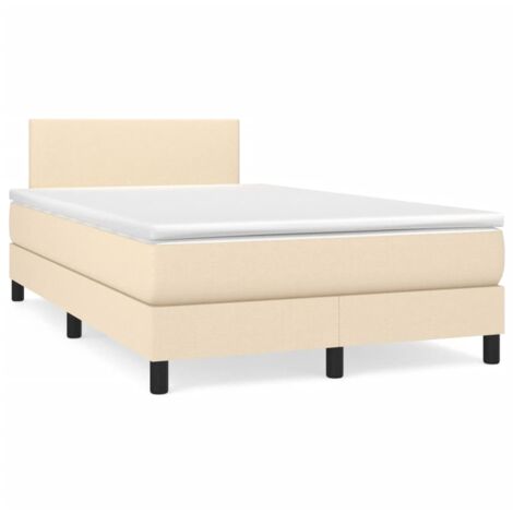 Sommier à lattes de lit matelas et LED crème 120x190 tissu (1/5)