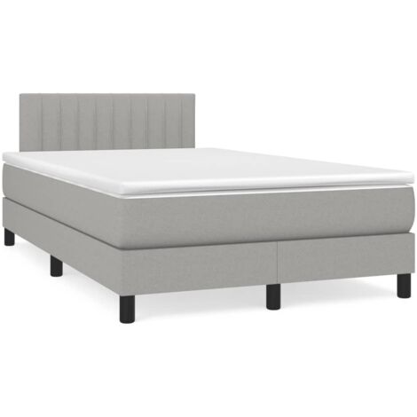 Sommier à lattes de lit matelas LED gris clair 120x190 tissu (1/5)