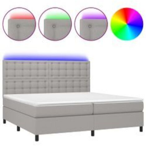 Sommier à lattes de lit et matelas et LED Gris clair 200x200 (1/5)
